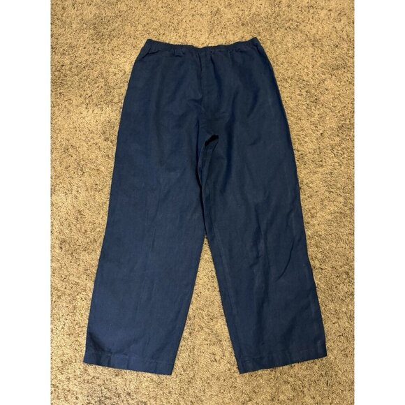 HARVE BENARD Linen Navy Top & Pant Set Resort Wear Minimalist Travel Beach XL - Picture 4 of 15